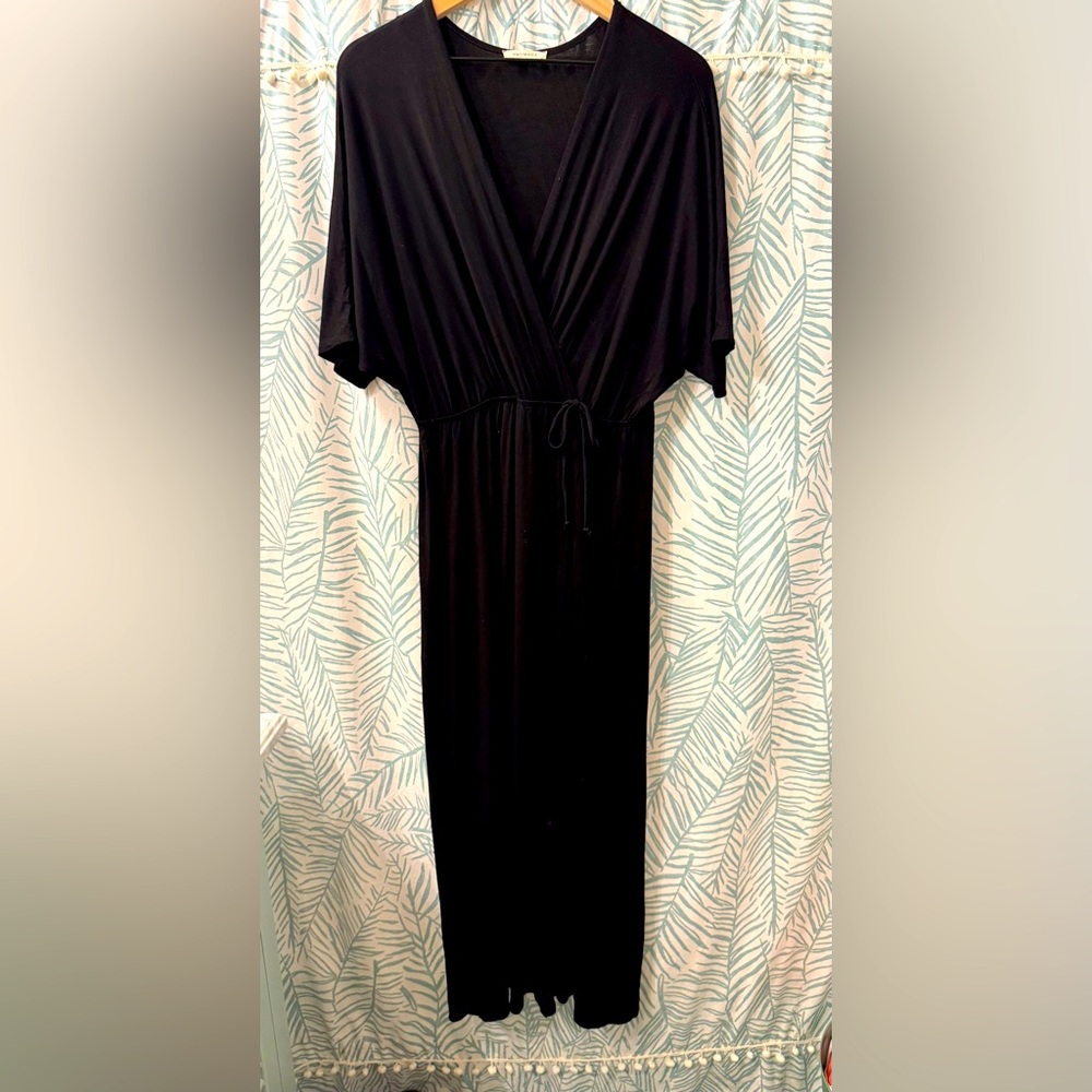 Flattering Black Maxi Wrap Dress